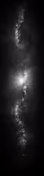 some lights shine in the black and white picture