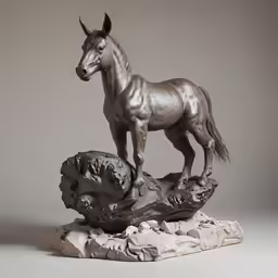 a small statue of a horse that is on top of a rock