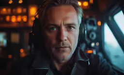 the man is wearing some kind of headphones