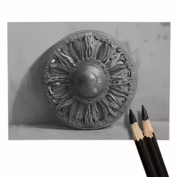 two pencils laying next to a metal object