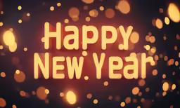 a happy new year sign on a blurry background