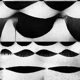 abstract black and white painting of a mustache