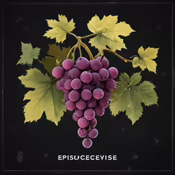 bunches of red grapes against a black background,grapes hanging from a branch with leaves over it