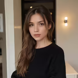 the woman is standing with her hands folded on her chest