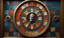 the president has his photograph reflected in the clock