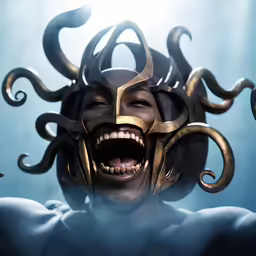 an image of a man wearing a mask with octopus arms