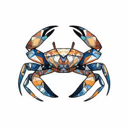a colorful crab that is drawn in acrylics