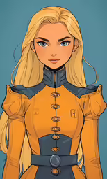 the character in orange dress and black boots