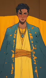 an illustrated image of a man with a yellow shirt and blue jacket