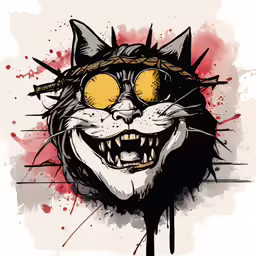 a drawing of a cat wearing a crown