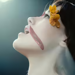 a beautiful woman with a flower in her hair