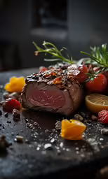 some meat with tomatoes on a cutting board