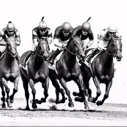 an old photo of a horse race being played