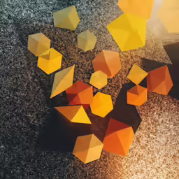 geometric orange and yellow designs on the floor
