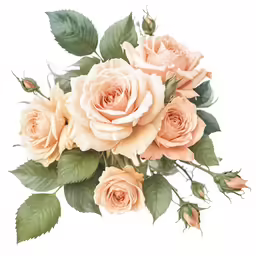 a close up of some peach colored roses on a white background