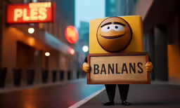 a person holding a sign with the words bananas