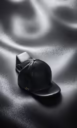a hat with silver material on the table