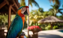 a colorful bird with a large, colorful face