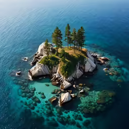 an island sitting in the middle of a lake