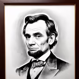 a drawing of abraham lincoln wearing a suit and bow tie