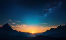 a photo taken at night looking up at a colorful sunset