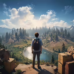 a person looking out over a mountainous landscape