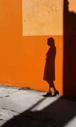 an animal standing next to a woman against a building