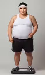 a fat man standing on top of a scale