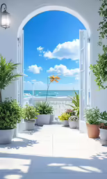 the view from an open window of the ocean