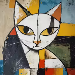 a painting of a cat on some wall