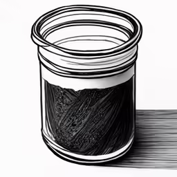 black and white image of a jar on wood