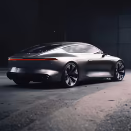 an all - electric porsche concept car sitting in the dark