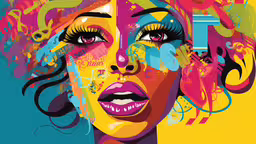 a painting of a woman with abstract artwork,the face of a woman is in an abstract fashion