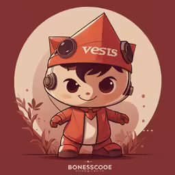 the cute little boy in a cartoon style wearing a orange outfit