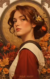 a young girl is posing for a picture in front of flowers
