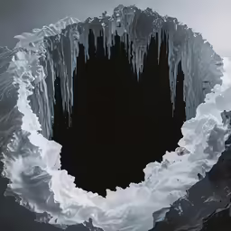 icicles in the shape of a heart shape and black background