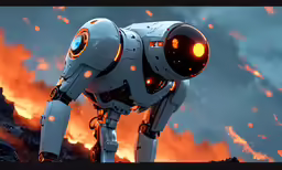 there is a robot that looks like it is on fire