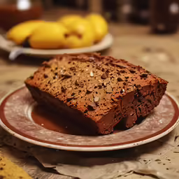 a slice of chocolate banana bread on a plate