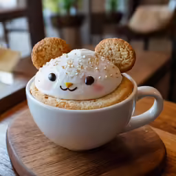 two cookies and marshmallows placed in a cup