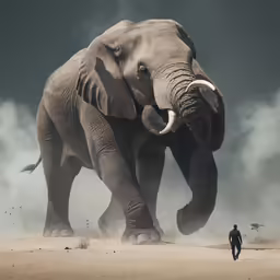 a big elephant that is standing in the dirt