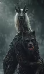 a furry creature riding on top of another bear