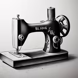 an old fashioned sewing machine with wheels on a table