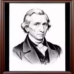 a black and white drawing of a man in a suit