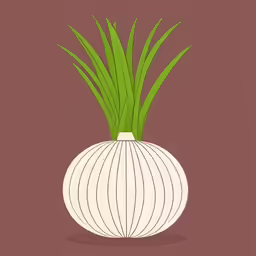 a green plant on a white ball with brown background