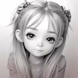 a drawing of a girl with big eyes