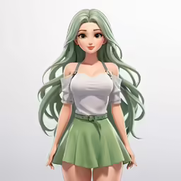 a woman with long hair is standing and posing
