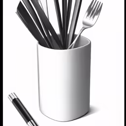 a cup that has some forks inside of it