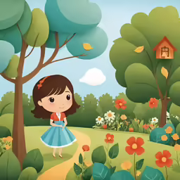 a girl walking on a road through a green field