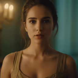 woman in tank top posing for camera with dark eyes