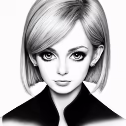 an artistic black and white drawing of a woman